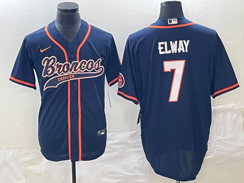 Men's Denver Broncos John Elway #7 Navy Jersey Joint Edition